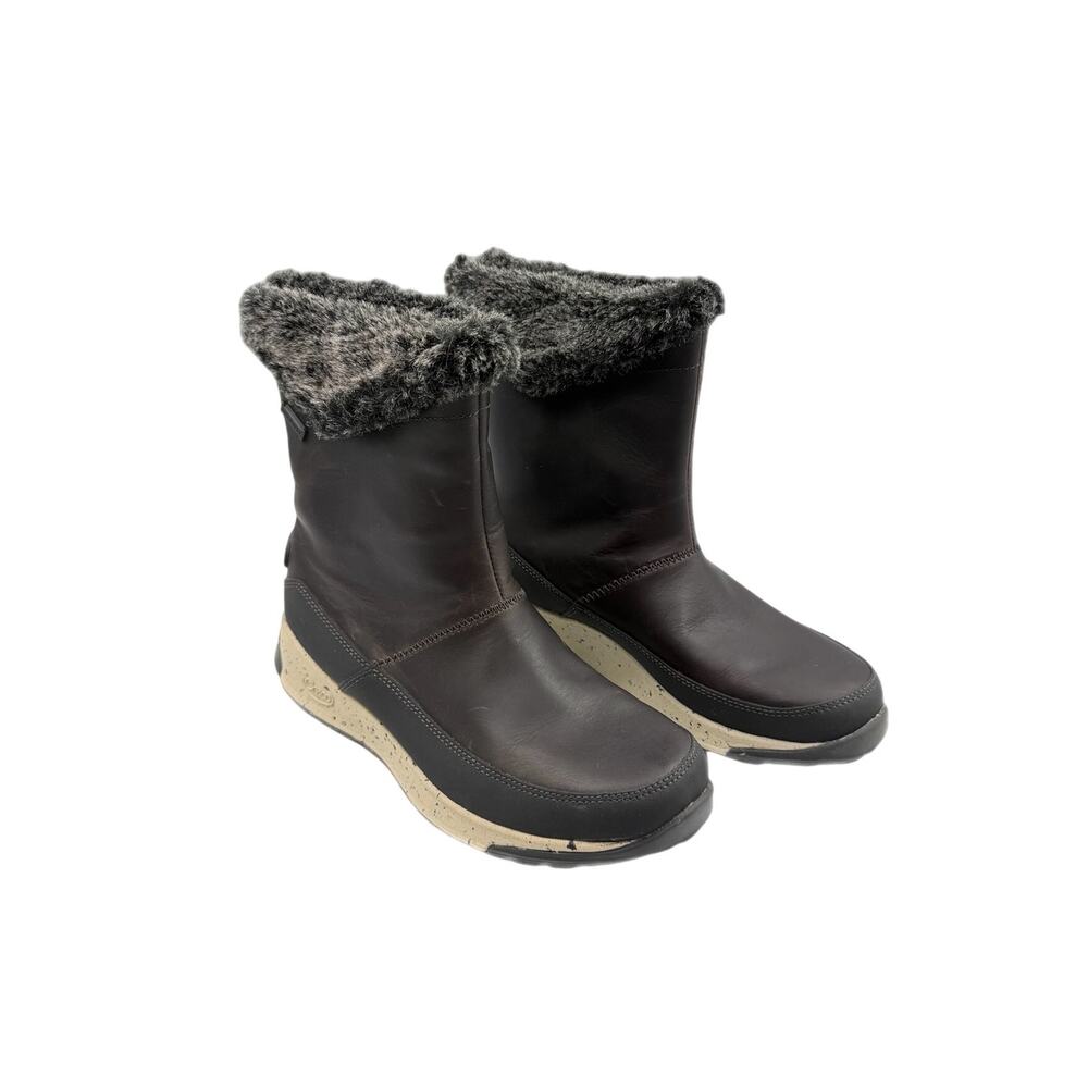 Chaco Women's Black Borealis Mid Waterproof Leather Winter Warm Cozy Fleece Boot